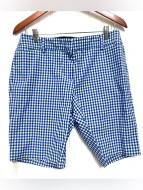 Talbots Perfect Short Gingham Shorts Blue White Classsic Summer Style 10 10p